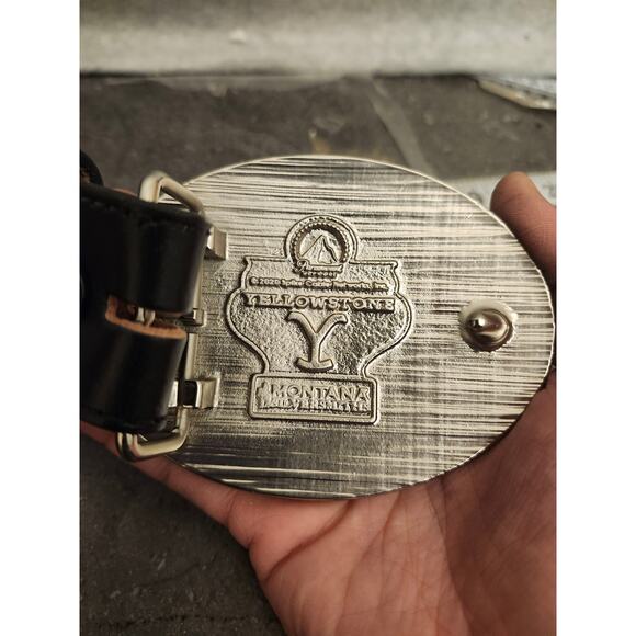 Montana‎ Silversmith Yellowstone Buckle Justin Leather 36 Embroidered West Belt - Picture 2 of 13